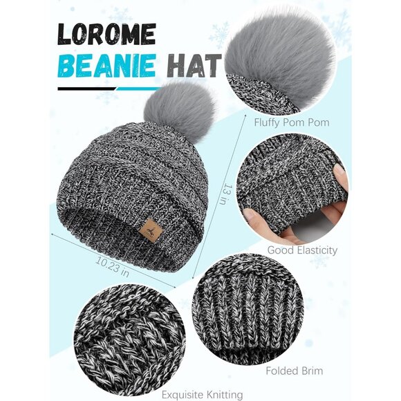 Women’s Black Knit Beanie Hat, Gloves, Scarf & Ear Warmer Set - Winter - Picture 2 of 7